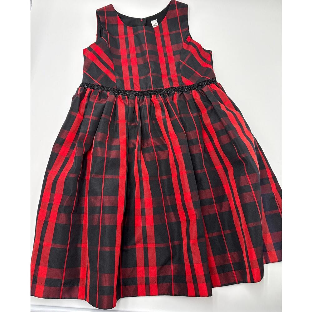 Girls Cherokee Red Black Plaid Holiday Dress Size L Sleeveless Christmas Party